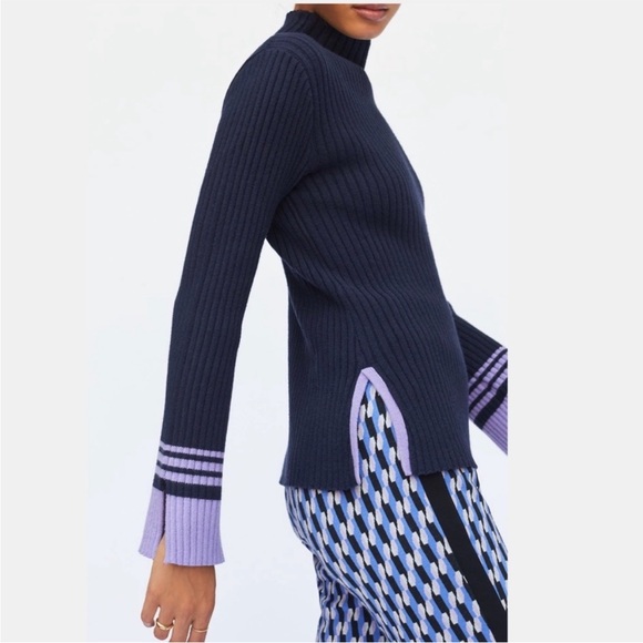Anthropologie Colorblocked Mock Neck Sweater XL
Navy and Lavender - Picture 3 of 8